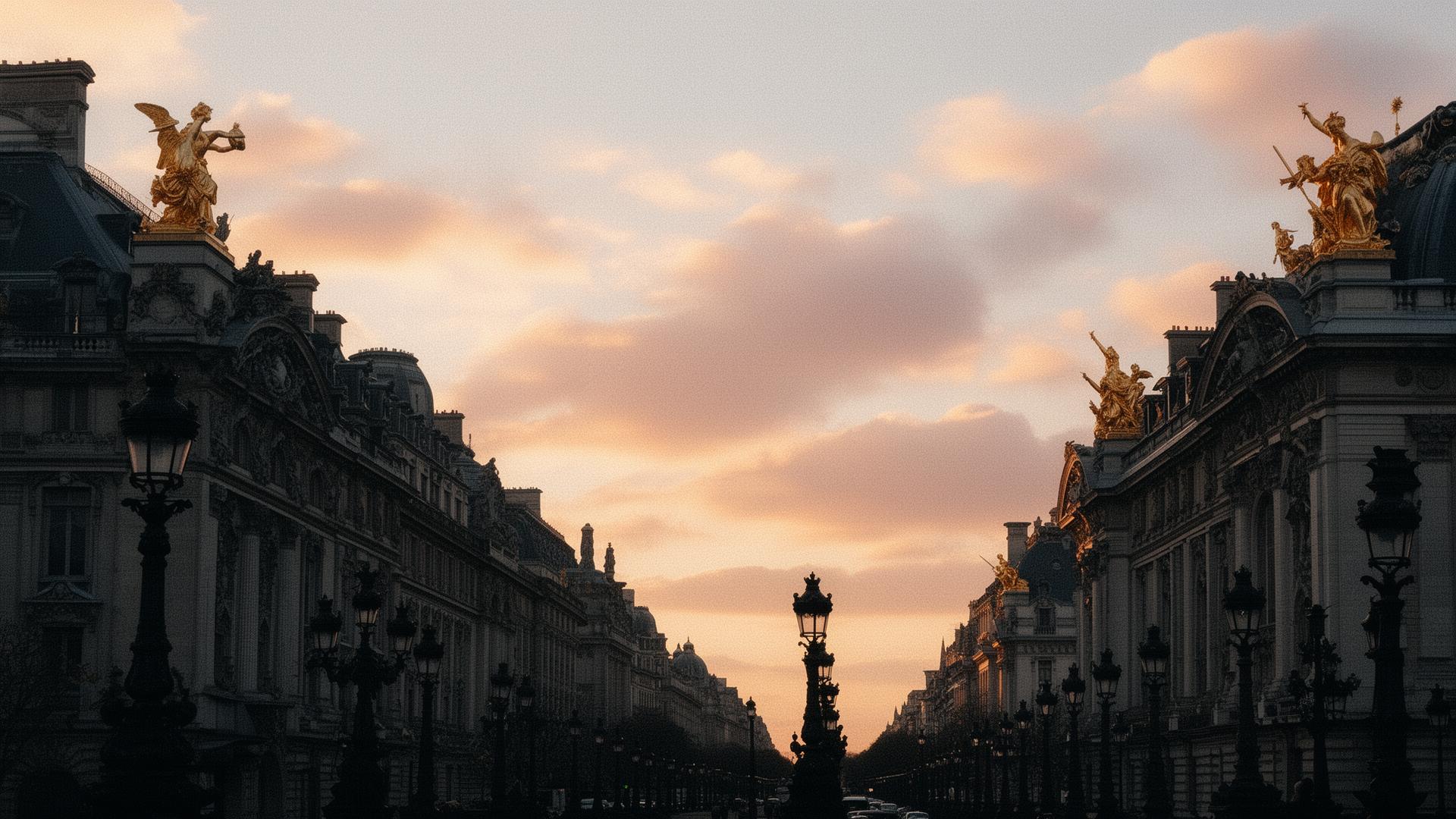 Cinematic Parisian architecture at golden hour